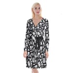 Monsters Long Sleeve Velvet Front Wrap Dress