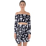 Monsters Off Shoulder Top with Skirt Set