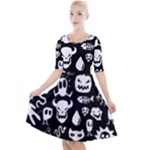 Monsters Quarter Sleeve A-Line Dress