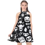 Monsters Halter Neckline Chiffon Dress 