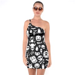 One Shoulder Ring Trim Bodycon Dress 