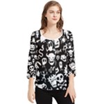 Monsters Chiffon Quarter Sleeve Blouse