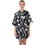 Monsters Half Sleeve Satin Kimono 