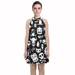 Velvet Halter Neckline Dress  
