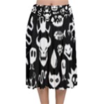Monsters Velvet Flared Midi Skirt