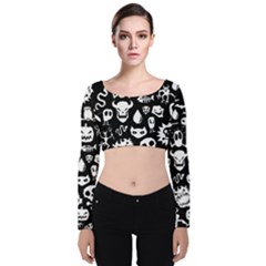 Velvet Long Sleeve Crop Top 