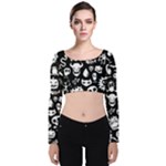 Monsters Velvet Long Sleeve Crop Top
