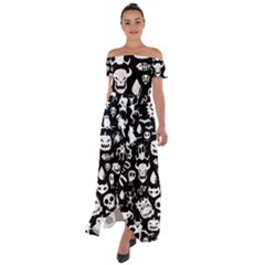 Off Shoulder Open Front Chiffon Dress 