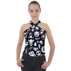 Cross Neck Velour Top 