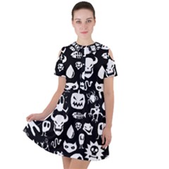 Short Sleeve Shoulder Cut Out Dress  