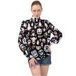 Monsters High Neck Long Sleeve Chiffon Top