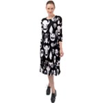 Monsters Ruffle End Midi Chiffon Dress