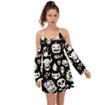 Monsters Kimono Sleeves Boho Dress