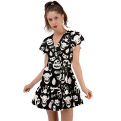 Flutter Sleeve Wrap Dress 