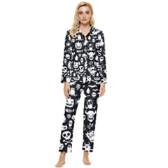 Womens  Long Sleeve Velvet Pocket Pajamas Set 