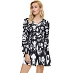 Monsters Tiered Long Sleeve Mini Dress