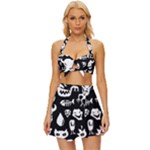 Monsters Vintage Style Bikini Top and Skirt Set 