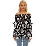 Monsters Off Shoulder Chiffon Pocket Shirt