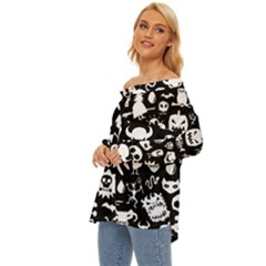 Off Shoulder Chiffon Pocket Shirt 