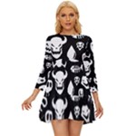 Monsters Long Sleeve Babydoll Dress