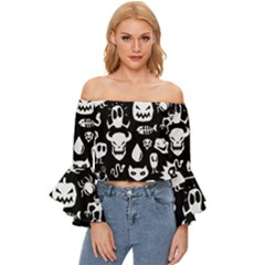Off Shoulder Flutter Bell Sleeve Top 