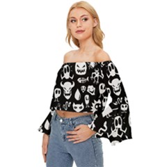 Off Shoulder Flutter Bell Sleeve Top 