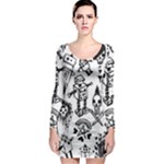 Scene Kid Sketches Long Sleeve Bodycon Dress