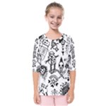 Scene Kid Sketches Kids  Quarter Sleeve Raglan Tee