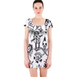 Scene Kid Sketches Short Sleeve Bodycon Dress