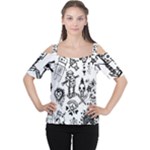 Scene Kid Sketches Cutout Shoulder Tee