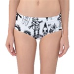 Scene Kid Sketches Mid-Waist Bikini Bottoms