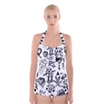 Scene Kid Sketches Boyleg Halter Swimsuit 