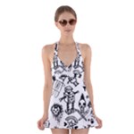 Scene Kid Sketches Halter Dress Swimsuit 