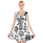 Scene Kid Sketches V-Neck Sleeveless Dress