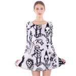 Scene Kid Sketches Long Sleeve Velvet Skater Dress