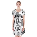 Scene Kid Sketches Short Sleeve V-neck Flare Dress