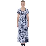 Scene Kid Sketches High Waist Short Sleeve Maxi Dress