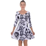 Scene Kid Sketches Quarter Sleeve Skater Dress
