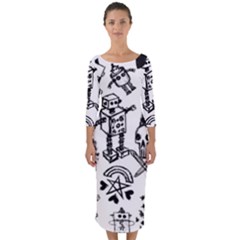Quarter Sleeve Midi Bodycon Dress 