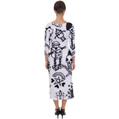 Quarter Sleeve Midi Bodycon Dress 