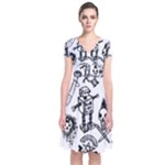 Scene Kid Sketches Short Sleeve Front Wrap Dress