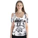 Scene Kid Sketches Butterfly Sleeve Cutout Tee 