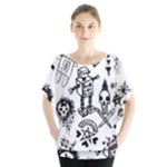 Scene Kid Sketches Batwing Chiffon Blouse