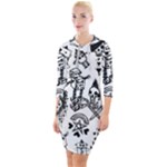 Scene Kid Sketches Quarter Sleeve Hood Bodycon Dress