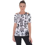 Scene Kid Sketches Shoulder Cut Out Short Sleeve Top