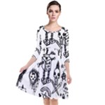 Scene Kid Sketches Quarter Sleeve Waist Band Dress