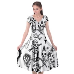 Scene Kid Sketches Cap Sleeve Wrap Front Dress from ArtsNow.com