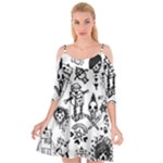Scene Kid Sketches Cutout Spaghetti Strap Chiffon Dress