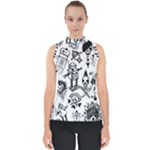 Scene Kid Sketches Mock Neck Shell Top