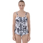 Scene Kid Sketches Twist Front Tankini Set